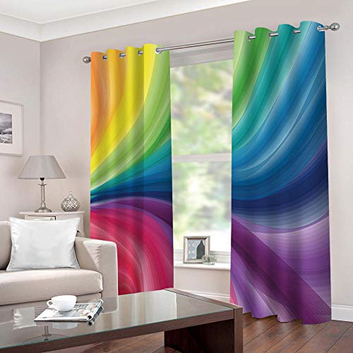 LHUTY Blickdichte vorhänge für Kinder Regenbogen Gardine Lichtundurchlässig 3D Fenstervorhang für Kinderzimmer Wohnzimmer Schlafzimmer Büro Größe: 2 x B114.5 x H117 cm von LHUTY