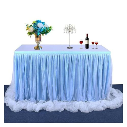 LHYFAGQK 183 x77 cm Hochzeit Party Tutu Tüll Tisch Rock Cover Geschirrtuch Dusche Party Wohnkultur Tisch Sockelling Geburtstagsfeier Tischschürze(Color:Type 02 Blue) von LHYFAGQK