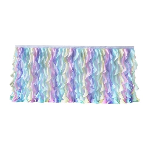 LHYFAGQK 6 ft-Hochzeits-Party Tutu Tüll Tischrock abdecken Geschirrtuch lockig Willow Tisch Sockelling Geburtstagsfeier Home Decoration Tischschürze(Color:Multicolor) von LHYFAGQK