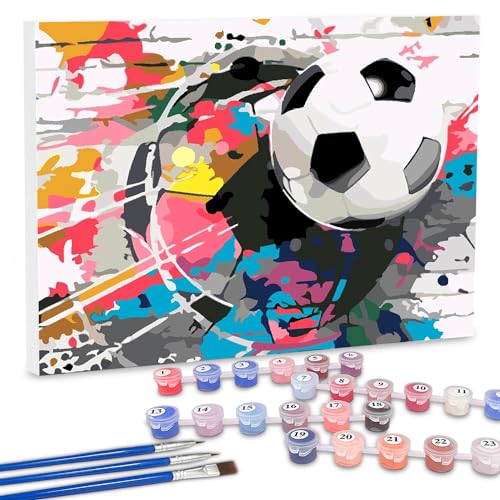 Malen Nach Zahlen Fußball,Malen Nach Zahlen Erwachsene,Malen Nach Zahlen Kinder,Painting By Numbers Easy 40*50 cm,DIY Handgemalt Ölgemälde Kit für Anfänger und Erwachsene,Home Haus Deko,Ohne Rahmen von LHYQDM