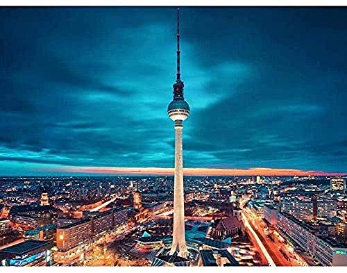 LHZBB 5D Adult Diamond Painting Berliner Fernsehturm Mosaik DIY Diamantstickerei Home Decoration Strass Geschenk Handwerk von LHZBB