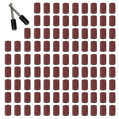 LIANCHEN 102pcs Schleiftrommeln Set, Schaft-Schleifhülsen Drum Sander Set Einschließlich 100pcs Schleifband Sleeves und 2 pcs 6mm Schleifwalze for Dremel Drehwerkzeug, Holz, Metall (6mm) von LIANCHEN