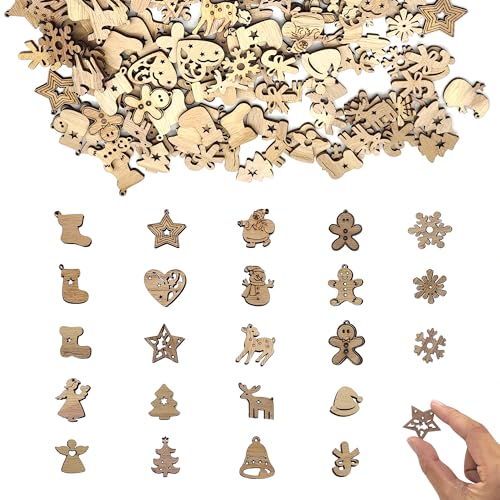 LIANCHEN 150 Pcs Weihnachten Holzstreuteile Weihnachts Streudeko Mini Holzsterne Deko Weihnachtsdeko Weihnachtsbaumschmuck Weihnachten Tisch Streudeko für Diy Basteln Tischdeko (Holzfarbe 1) von LIANCHEN