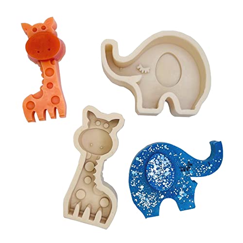 LIANCHEN 2 Stücke Giraffe Silikonform Elephant Giraffe Fondant Elephant Silicone Mould DIY Fondant Baking Moulds Giraffe Chocolate Cake Silicone Mould Machen Sie Schokolade Fondant Kerzen Harzhandwerk von LIANCHEN