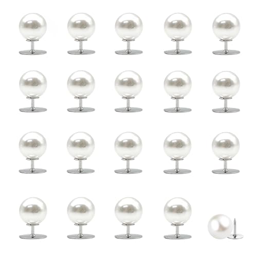 LIANCHEN 20 PCS 10 mm Faux Pearl River Large Ohne Namen Knöpfe wiederverwendbare Perlenknöpfe Round White Rivets Perle Brosche Knöpfe Abnehmbare Knöpfe für Hemd, Mantel, Pullover (Weiß, 10 mm) von LIANCHEN