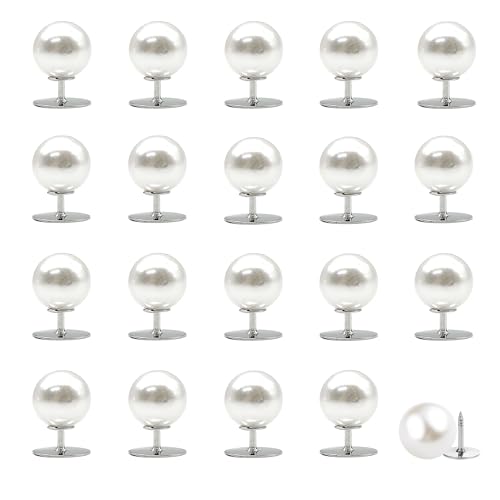 LIANCHEN 20 PCS 14 mm Faux Pearl River Large Ohne Namen Knöpfe wiederverwendbare Perlenknöpfe Round White Rivets Perle Brosche Knöpfe Abnehmbare Knöpfe für Hemd, Mantel, Pullover (Weiß, 14 mm) von LIANCHEN