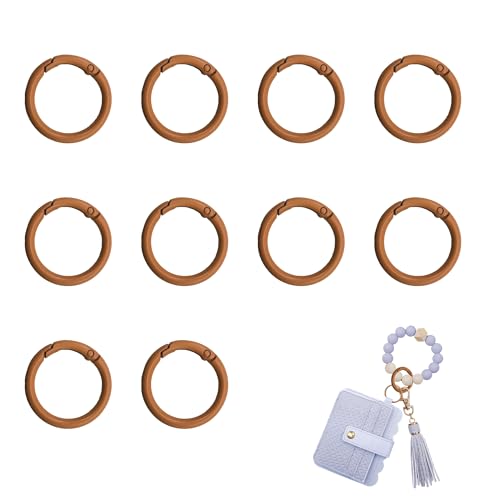 LIANCHEN 24 PCS 6 Farben Runde Karabiner Schlüsselanhänger Runde Karabinerhaken Trigger Legierung Frühlings Schlüsselring Schnalle Metall Feder O Ring für Schlüssel, Diy, Tasche (Braun) von LIANCHEN