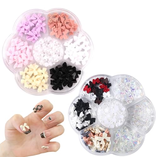 LIANCHEN Nail Art Dekoration 3D Schleifen Nagel Charms Nagelkunst Strasssteine Schmetterlings Nagelkunst Dekorationen Harz Schleife Nail Art Schmuck Kunstharz Für Nägel DIY Handyhülle (mehrfarbig) von LIANCHEN