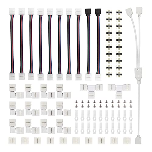 LIANGMEI Qingqing Store 95 stücke 5050 4 Pins RGB-LED. Bandstecker Stromspalter Kabel 4Pin Nadel weiblicher Steckerdraht Fit für RGB LED-Streifen (Color : 1 Pack) von LIANGMEI