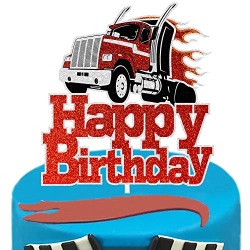 Trucks Happy Birthday Kuchenaufsatz Transportthema Jungen Kind Lieblings-Party-Dekorationen von LIANGSS