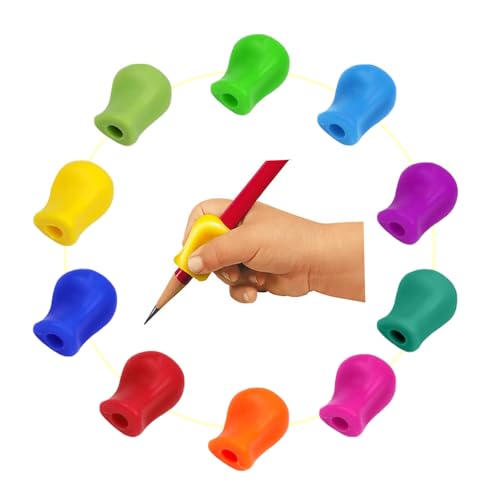 LIANRISES 10 Stück Schreibhilfe Für Stift Kinder Dicke Stifte Schreibhilfe Stifthaltung Kinder Hilfsmittel Silikon für Erwachsene leicht zu greifen und 2 Radiergummi von LIANRISES