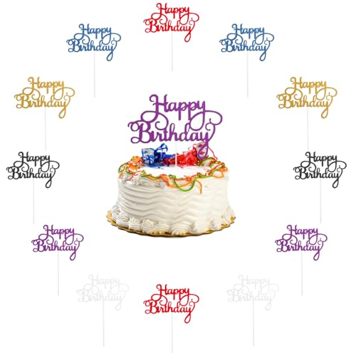 LIANRISES 12 Stück Happy Birthday Tortendeko Cake Topper Geburtstag Tortendeko Geburtstag Frau 6 Farben Happy Birthday Cake Topper Happy Birthday Kuchen Deko Tortendeko Happy Birthday von LIANRISES