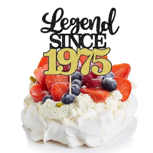 LIANRISES Legend SINCE 1975 Tortendeko 50. Geburtstag Mann Tortendeko 50 Geburtstag Frau Cake Topper 50 Geburtstag Mann 50th Birthday Cupcake Toppers Tortenaufleger 50 Schwarz und Gold von LIANRISES