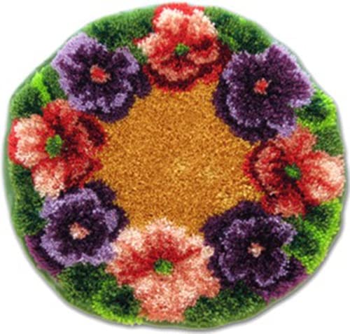 LIAZLIUT Knüpfhaken-Kissen-Set, Blumenranke (52 X 52 cm), Bezugsmuster Bedruckt, Sofakissen, Häkelnadel Für Teppichstickerei von LIAZLIUT