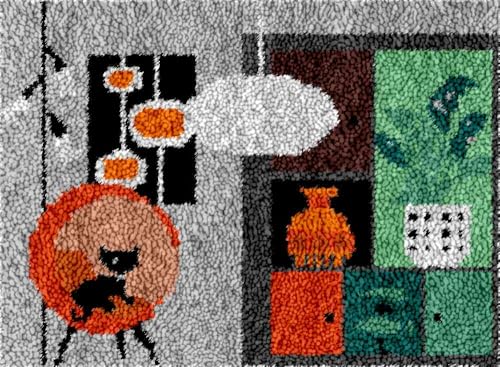 LIAZLIUT Knüpfhaken-Sets Für Teppiche Für Erwachsene, Sticksets, Diy-Sets Zur Handarbeit Für Sofakissen Und Teppiche (55 X 75 Cm) von LIAZLIUT