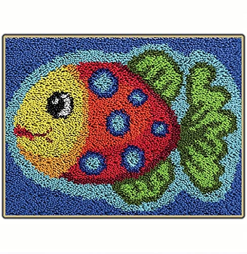 LIAZLIUT Knüpfhaken-Teppich-Set Für Kinder, Tropische Fische (52 X 38 cm), DIY-Knüpfhaken-Teppich-Bastelset Für Die Heimdekoration von LIAZLIUT