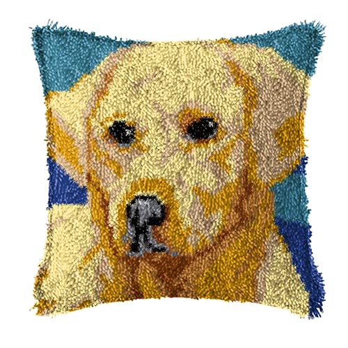 LIAZLIUT Knüpfkissen-Sets Für Erwachsene, Knüpfteppich-Sets Zum Selbermachen Für Kinder, Teppich-Sets Mit Bedrucktem Canvas-Hund (43 X 43 cm) von LIAZLIUT