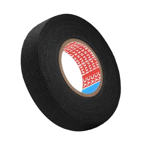 LIBAIDZ 1 Stück Textilklebeband 19 mm*15 m,Gewebeband Schwarz,Kabel Isolierband,Baumwolle Klebeband für Kabelbäume Elektrisches Klebeband von LIBAIDZ