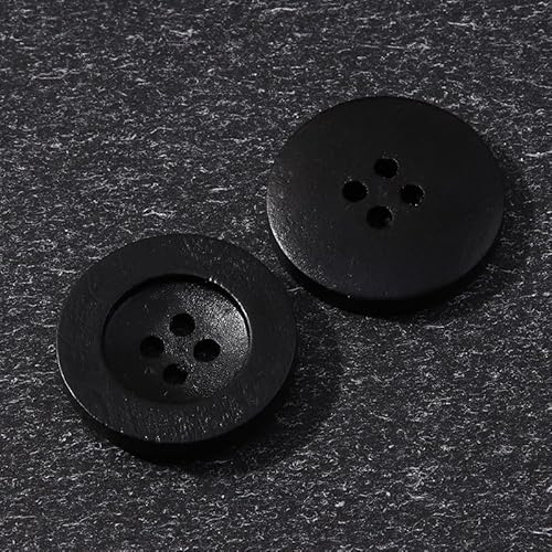 LIBERGA 50 Stück Holzknöpfe, 4 Löcher, runde Nähknöpfe für Kleidung, Strickjacken, Mantel, Bastelprojekte, schwarz, 20 mm LIBERGA 50 Stück Holzknöpfe, 4 Löcher, runde Nähknöpfe für Kleidung, Strickjacken, Mantel, Bastelprojekte, schwarz, 20 mm von LIBERGA