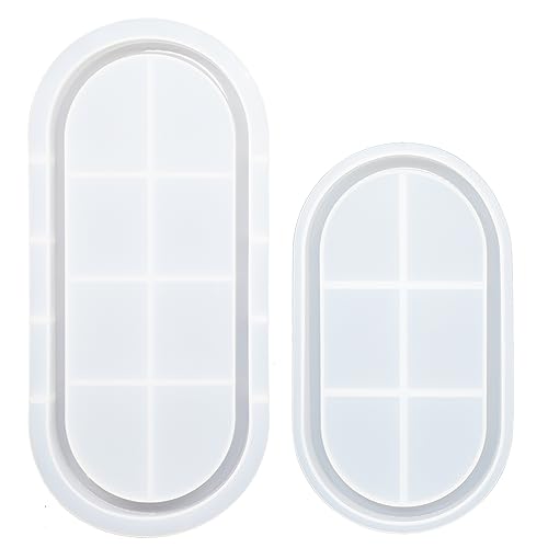 Ovale Tablett-Formen für Harz, ovale Silikonformen für Beton, Badezimmer, Schminktisch, Harzschale, 2 Größen von LIBRAGOLD