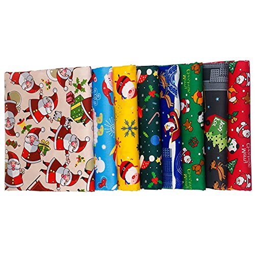 8 Stück Baumwollstoff Weihnachten, Weihnachtsmotiv Patchworkstoff Weihnachten Stoffpakete Patchwork Stoffe Baumwolle, Stoffe zum Nähen, Patchwork Stoffpaket zum Quilten DIY Basteln Handwerken, 25cm von LICHENGTAI