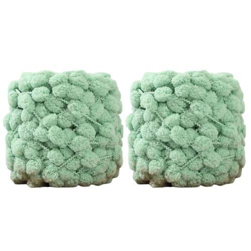 LICHENGTAI 2 Bände Pom Pom Häkelgarn, 100g/Rolle Weiches Polyester-Ball-Strickgarn handgefertigtes Spielzeug Häkelbedarf Niedliches Garn für Schals und Mützen zum Selbermachen Zubehör von LICHENGTAI