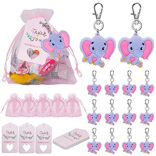 LICHENGTAI 30 Stück Gastgeschenke Taufe, Elefante Anhänger Schlüsselanhänger Gastgeschenke Taschenanhänger Geburtstagsdeko, Baby Shower Kommunion Kinderggeburtstag Party Mitgebsel von LICHENGTAI