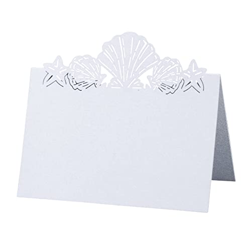 LICHENGTAI 50 Stück Platzkarte Hochzeit Tischkarten 3D Muscheln Hochzeitskarten Blanko Namenskarten Sitzkarte Tischkärtchen für Hochzeiten, Partys, Bankette von LICHENGTAI
