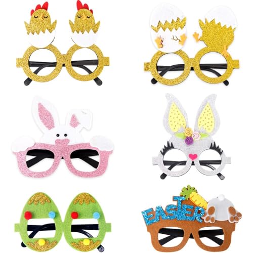 LICHENGTAI 6 Stück Ostern Party Brille Papier Partybrille Lustige Ostern Brille Deko Bunte Kinder Mitgebsel Osterspiele für Ostern Party Ostergeschenke Foto Requisiten Deko Kostümzubehör Gastgeschenke von LICHENGTAI