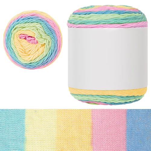 LICHENGTAI Baumwollgarn, Bunte Baumwolle DIY Garn häkeln 100g/Rolle Handarbeit Häkeln Buntes Garn Handstrickdecke Baumwollgarn für Craft Decke Schal Handschuhe von LICHENGTAI