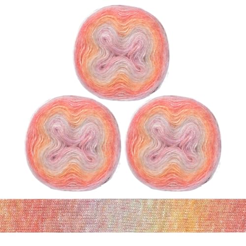 LICHENGTAI Buntes Baumwollgarn, 50g Wolle Warm Toned Stricken Handstrickgarn 3 Rolle Mohair Garn mit Farbverlauf Mehrfarbig Garn für Decke Überwürfe Kissen Babypuppenprojekte von LICHENGTAI