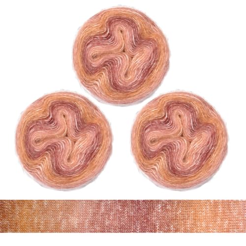 LICHENGTAI Buntes Baumwollgarn, 50g Wolle Warm Toned Stricken Handstrickgarn 3 Rolle Mohair Garn mit Farbverlauf Mehrfarbig Garn für Decke Überwürfe Kissen Babypuppenprojekte von LICHENGTAI