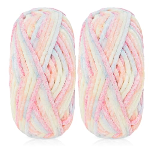 LICHENGTAI Chenille Garn, Polyester Chenille Samt Garn Chenille Häkeln DIY Schal HandCrafts Soft Webgarn 100g/Rolle Super Chunky Chenille Garn für Häkeln und Stricken von LICHENGTAI