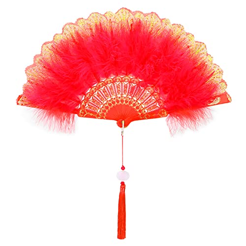 LICHENGTAI Faltbar Handfächer Feder Handfächer Faltfächer Klappfächer Vintage Tanzfächer Damen Fächer Tanzen Hand Fan für Hochzeit Geschenk Sommer Feste Party Fasching Kostüm Dekor von LICHENGTAI