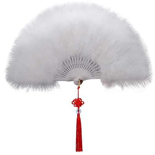 LICHENGTAI Federn Fächer Faltbar Handfächer Faltfächer Klappfächer Vintage Tanzfächer Damen Fächer Tanzen Hand Fan für Hochzeit Geschenk Sommer Feste Party Fasching Kostüm Dekor von LICHENGTAI