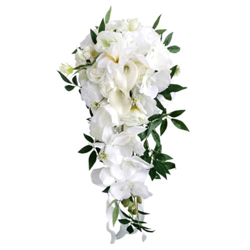 LICHENGTAI Hochzeit Bouquet für Braut, Eleganter Brautsträuße Brautstrauss Wasserfall Handgemachte Brautstrauß Künstlich Blumenstrauß Hochzeitsstrauß für Hochzeit Zeremonie Kapelle Antrag Jahrestag von LICHENGTAI