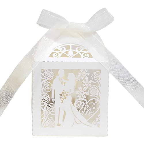 LICHENGTAI Hochzeit Geschenkbox für Gäste, 50 Stück Gastgeschenk Schachtel Quadratisch, Süßigkeit Kästen Gastgeschenk Box Schachtel Geschenkbox DIY Bonbon Box für Hochzeit Party Tischdeko von LICHENGTAI