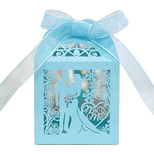 LICHENGTAI Hochzeit Geschenkbox für Gäste, 50 Stück Gastgeschenk Schachtel Quadratisch, Süßigkeit Kästen Gastgeschenk Box Schachtel Geschenkbox DIY Bonbon Box für Hochzeit Party Tischdeko von LICHENGTAI