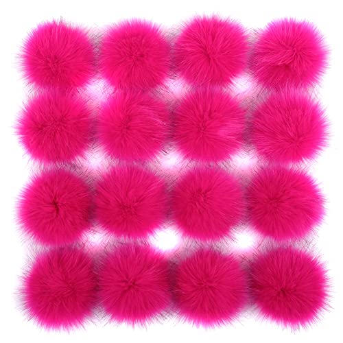 LICHENGTAI Kunstpelz Pom Pom Ball mit Gummiband, 16 Stück Mini Pompom Bälle Faux Pompom Bälle 3D Fellpompon Dekoration Bastel Zubehör für Kinder Erwachsene Handwerk DIY Stricken Hut Schuhe Tasche von LICHENGTAI