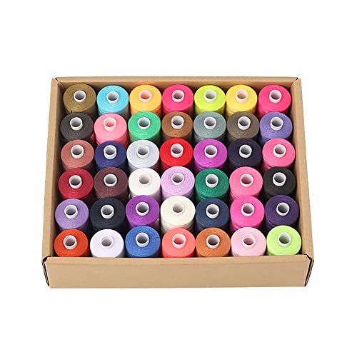 LICHENGTAI Nähgarn Set 42 Farben Polyester Nähmaschinengarn Sewing Thread Nähset Mix-Farben Garnrollen Nähgarn-Sortiment-Set für die Nähmaschine, Quilting Stitching, Hand Sewing von LICHENGTAI