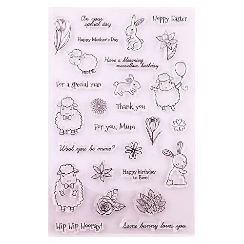 LICHENGTAI Silikonstempel Ostern Set Clear Stamp Ostern Prägung Klar Stempel Frühling Silikon Stempel Set für DIY Scrapbooking Fotoalbum Grußkarten Album Deko von LICHENGTAI