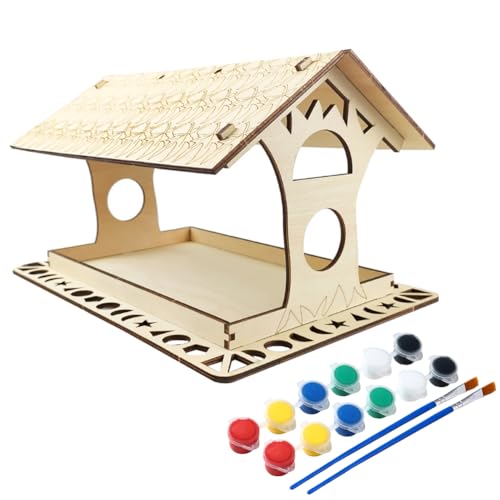 LICHENGTAI Vogelhaus Bausatz für Kinder, Holz Basteln für Kinder zu Bauen und Malen, 3D Vogelfutter Bastelset Kinder, Holz Vogelhaus Puzzle Spielzeug Geschenke Für Jungen Mädchen von LICHENGTAI