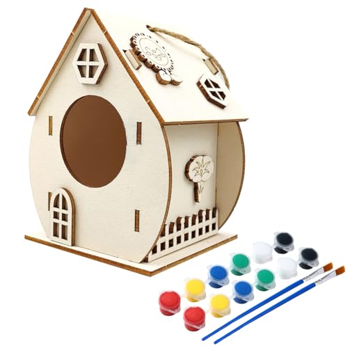 LICHENGTAI Vogelhaus Bausatz für Kinder, Holz Basteln für Kinder zu Bauen und Malen, 3D Vogelfutter Bastelset Kinder, Holz Vogelhaus Puzzle Spielzeug Geschenke Für Jungen Mädchen von LICHENGTAI