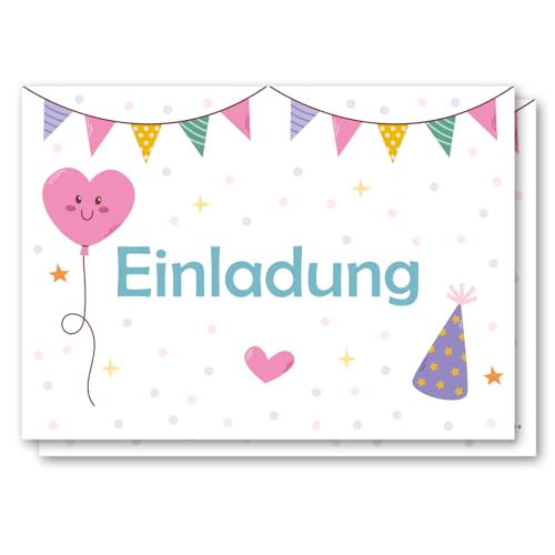 LIEBEVON 12x Einladungskarten Kindergeburtstag Mädchen Junge - Geburtstagseinladungen Party Einladungen - A6 von LIEBEVON