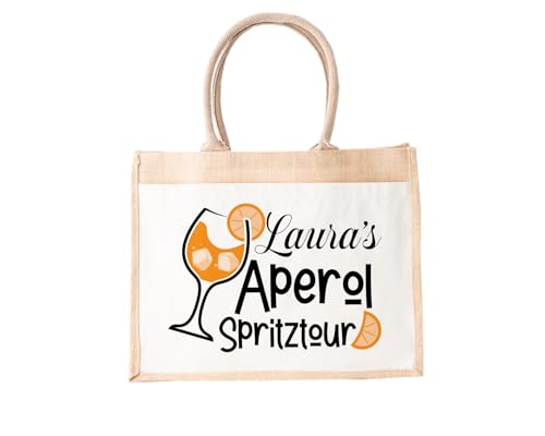 Liebtastisch - Jutetasche mit Personalisierung - Aperol Spritz - Geschenk-Tasche - Verpackung - Kollegin - Freundin - Getränk (L) von LIEBTASTISCH