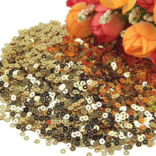 1 Beutel Goldfarbener Pailletten-Mix, 3–30 mm flache/becherförmige runde Pailletten, lose PVC-Pailletten, Bastel-Pailletten for Selbermachen for Hochzeitsnähen(Light gold,20mm) von LIFABOLA