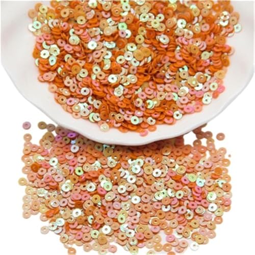 1 Packung Pailletten for Kleidung und Schmuck, 3 mm, 4 mm, 5 mm, 6 mm, flache, runde, lose Pailletten, blau, rot, schwarz, schillernde Spangles, flache Perlen(Orange,4mm) von LIFABOLA