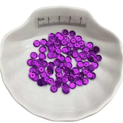 10 g schillernde Glitzerflocken, 3/4/6/10 mm PVC-Pailletten mit silberfarbener Basis, Glitzerpailletten for handgefertigte DIY-Accessoires(Purple,3mm) von LIFABOLA