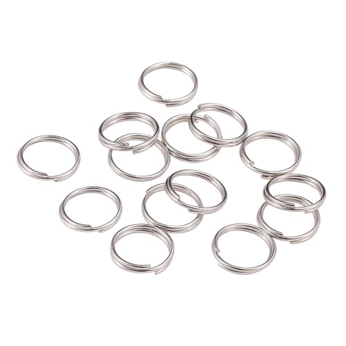 100 Stück 16 * 0,8/14 * 0,7mm offene Biegeringe, Doppelschleifen-Spaltringe for Schlüsselanhänger, gedrehte Biegeringe for die Schmuckherstellung(Rhodium,14mm) von LIFABOLA