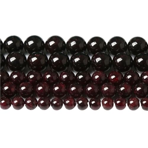 15" Tigerauge lose Perlen, runde Achate 4 6 8 10 12 14MM Perle zur Herstellung von Kunsthandwerksartikeln, blau rosa grüner Naturstein(Garnet,10mm x 38) von LIFABOLA